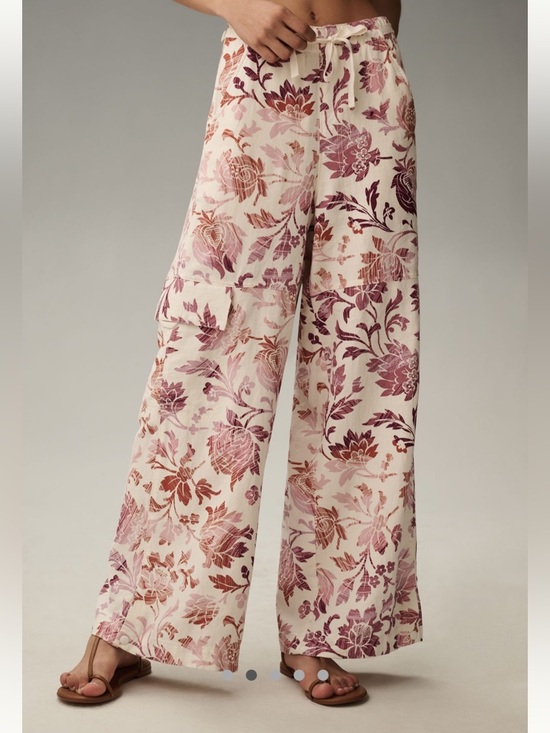 Pants - Anthropologie Pilcro Linen Printed Beach Cargo Pants